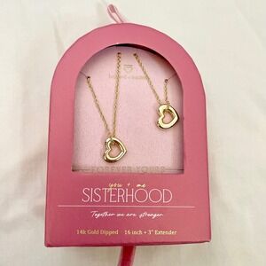 Beloved + Inspired Sisterhood 14k Gold Dipped Heart Necklace Set 2pc 16in + 3in